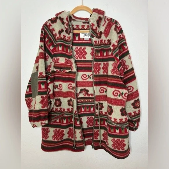 Vintage Mulberry Street Full Zip Aztec Print Fleece Jacket Women’s Large - Picture 8 of 15